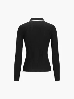 COMMENSE Old Money Aesthetics Polo Knit Top* Sweater Tops|Sweaters & Cardigans