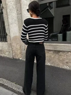 COMMENSE Old Money Aesthetics Stripe Cardigan* Cardigans|Sweaters & Cardigans