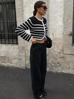 COMMENSE Old Money Aesthetics Stripe Cardigan* Cardigans|Sweaters & Cardigans