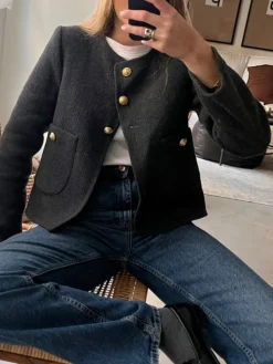 COMMENSE Old Money Aesthetics Tweed Blazer* Outerwear|Blazers