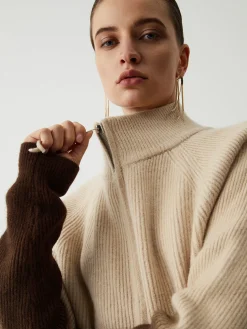 COMMENSE Ombre Double Zip Stand Collar Cardigan* Cardigans|Sweaters & Cardigans