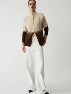 COMMENSE Ombre Double Zip Stand Collar Cardigan* Cardigans|Sweaters & Cardigans