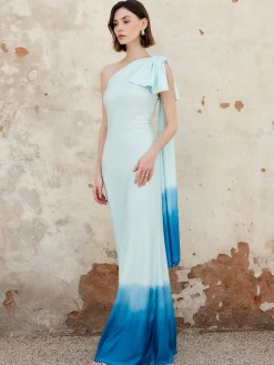 COMMENSE Ombre One Shoulder Long Dress* Cocktail & Party Dresses|Vacation Dresses