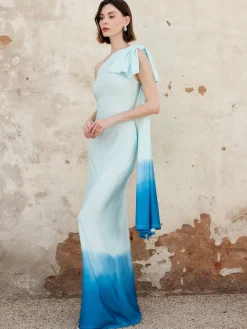 COMMENSE Ombre One Shoulder Long Dress* Cocktail & Party Dresses|Vacation Dresses