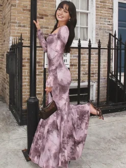 COMMENSE Ombre Printed Fishtail Dress* Dresses