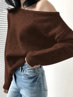 COMMENSE One Shoulder Asymmetric Sweater* Sweater Tops|Sweaters & Cardigans