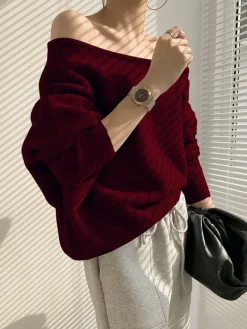 COMMENSE One Shoulder Asymmetric Sweater* Sweater Tops|Sweaters & Cardigans
