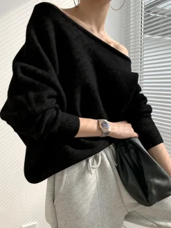 COMMENSE One Shoulder Asymmetric Sweater* Sweater Tops|Sweaters & Cardigans