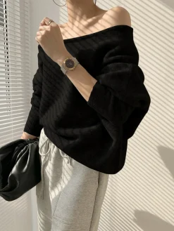COMMENSE One Shoulder Asymmetric Sweater* Sweater Tops|Sweaters & Cardigans