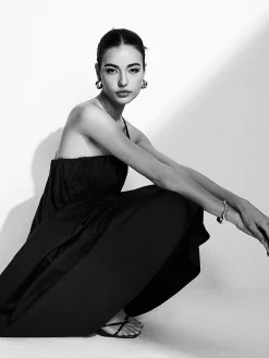 COMMENSE One Shoulder Backless Long Dress* Black Dresses|Vacation Dresses