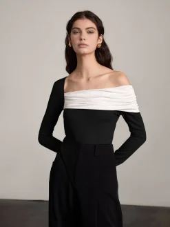 COMMENSE One-Shoulder Ruched Slim Top* T-shirts|Tops