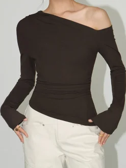 COMMENSE One-Shoulder Skinny Jersey Top* T-shirts|Tops