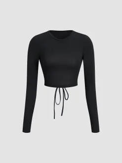 COMMENSE Open Back Long Sleeve Crop Shirt* Sweater Tops|Crop Tops