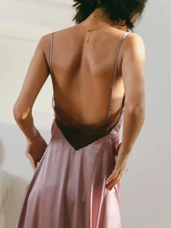 COMMENSE Open Back Satin Long Dress* Cocktail & Party Dresses|Summer Dresses