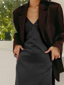 COMMENSE Open Back Satin Long Dress* Cocktail & Party Dresses|Summer Dresses