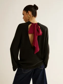 COMMENSE Open Back Tie Sweater* Sweater Tops|Sweaters & Cardigans