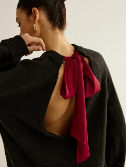 COMMENSE Open Back Tie Sweater* Sweater Tops|Sweaters & Cardigans