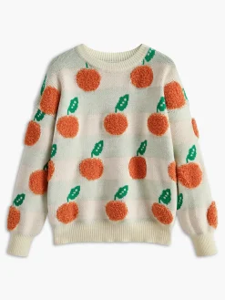 COMMENSE Orange Pattern Striped Sweater* Sweater Tops|Sweaters & Cardigans