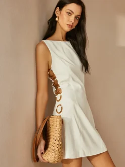 COMMENSE O-Ring Cutout Sleeveless Dress* White Dresses|Black Dresses