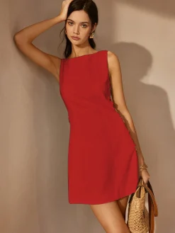 COMMENSE O-Ring Cutout Sleeveless Dress* White Dresses|Black Dresses