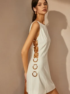 COMMENSE O-Ring Cutout Sleeveless Dress* White Dresses|Black Dresses