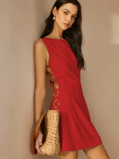 COMMENSE O-Ring Cutout Sleeveless Dress* Casual Dresses|Work Dresses