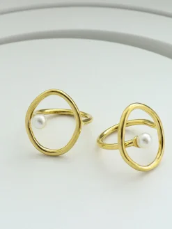 COMMENSE Oval Circle Freshwater Pearl Ring* Rings & Bracelets|Accessories