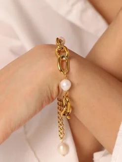 COMMENSE Oval Pearl en Chain Bracelet* Rings & Bracelets|Accessories