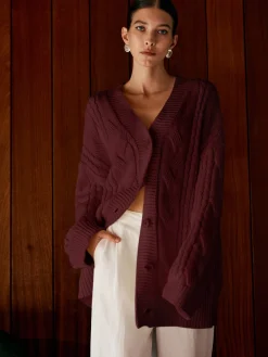 COMMENSE Oversize Cable Knit Outwear* Sweater Tops|Outerwear