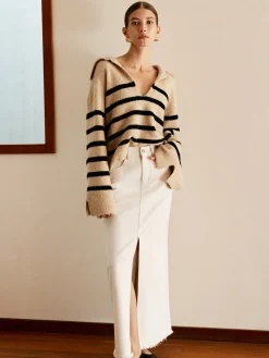 COMMENSE Oversize Striped Pullover Sweater* Sweater Tops|Sweaters & Cardigans