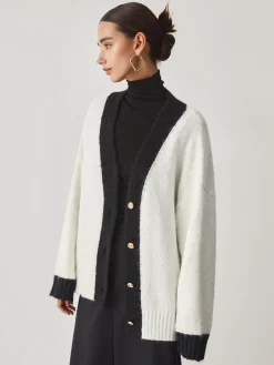 COMMENSE Oversized Contrast Trim Cardigan* Cardigans|Sweaters & Cardigans