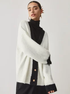 COMMENSE Oversized Contrast Trim Cardigan* Cardigans|Sweaters & Cardigans