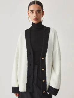 COMMENSE Oversized Contrast Trim Cardigan* Cardigans|Sweaters & Cardigans