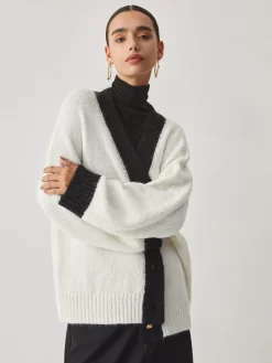 COMMENSE Oversized Contrast Trim Cardigan* Cardigans|Sweaters & Cardigans