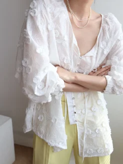 COMMENSE Oversized Embroidered Floral Shirt* Blouses & Shirts|Tops