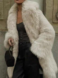 COMMENSE Oversized Fuzzy Women Faux Fur Coat* Outerwear|Coats