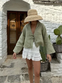 COMMENSE Oversized Long Tie-Front Sleeve Blouse* Blouses & Shirts