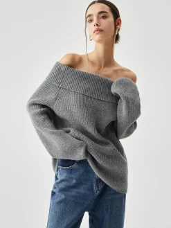 COMMENSE Oversized Overfold Off Shoulder Knit Sweater* Sweater Tops|Sweaters & Cardigans