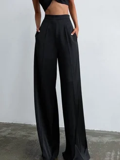 COMMENSE Oversized Satin Wide Leg Dress Pants* Wide Leg|Pants