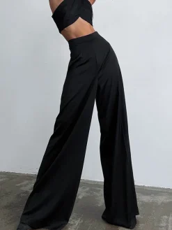 COMMENSE Oversized Satin Wide Leg Dress Pants* Wide Leg|Pants