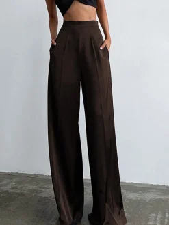 COMMENSE Oversized Satin Wide Leg Dress Pants* Wide Leg|Pants