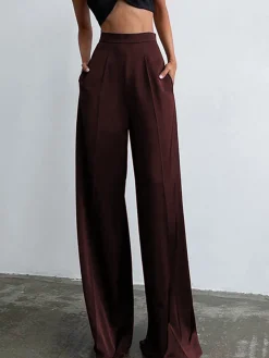 COMMENSE Oversized Satin Wide Leg Dress Pants* Wide Leg|Pants