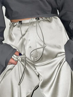 COMMENSE Oversized Satin Wide Leg Pants* Wide Leg|Pants