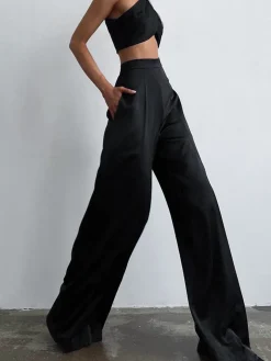COMMENSE Oversized Satin Wide Leg Dress Pants* Wide Leg|Pants