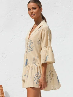 COMMENSE Oversized Sun Print Short Dress* Casual Dresses|Vacation Dresses