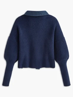 COMMENSE Panel Breasted Stretch Lapel Knit Top* Sweater Tops|Sweaters & Cardigans