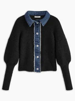 COMMENSE Panel Breasted Stretch Lapel Knit Top* Sweater Tops|Sweaters & Cardigans