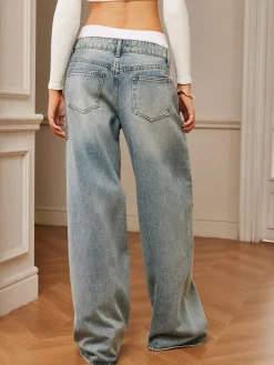 COMMENSE Panel Contrast Binding Denim Jeans* Jeans|Pants