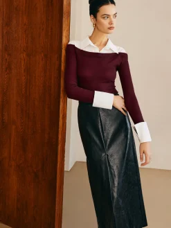 COMMENSE Panel Jersey Slim Top* T-shirts|Tops
