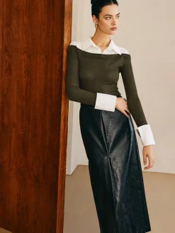 COMMENSE Panel Jersey Slim Top* T-shirts|Tops